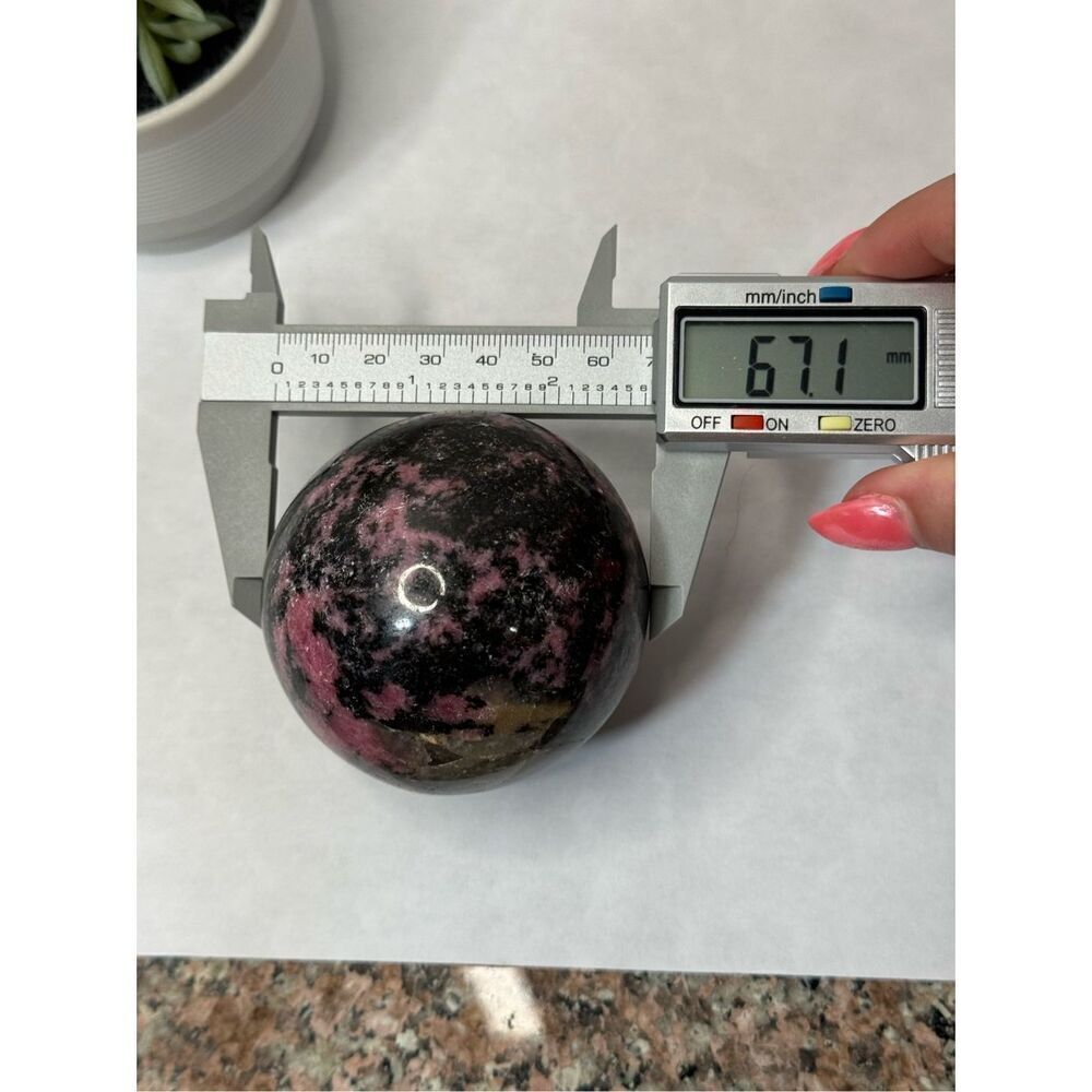 Rhodonite Pink and Black Polished Stone Sphere - Picture 5 of 6